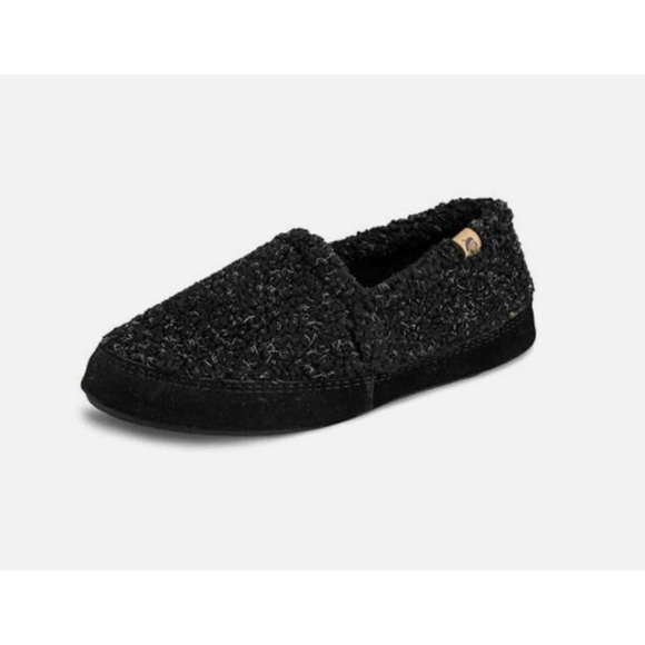 Acorn Men\'s Memory Foam Slippers 10.5-11.5 Black Berber